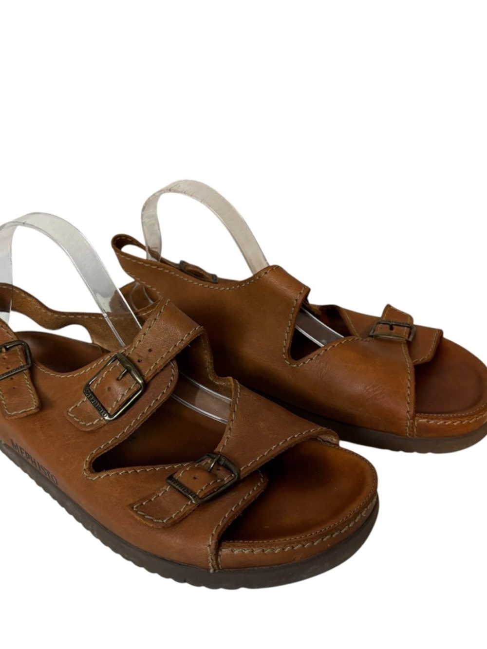 Mephisto Sandal triple buckle strap Brown Leather Men’s Size US 10 EU 44 - Picture 6 of 8